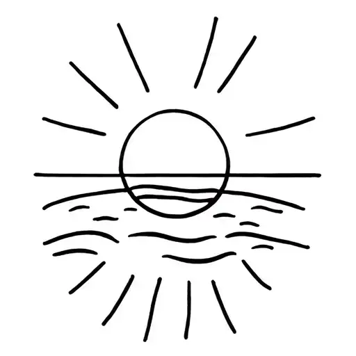 A tattoo of a sun rising over a calm ocean, representing a fresh start and new beginnings tattoo design idea