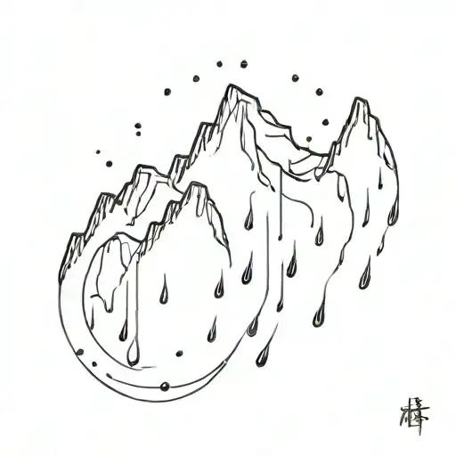 mountain tears rain falling. white background tattoo design idea