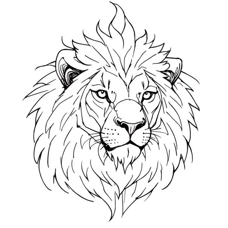 Make me a sketch of a glowing lion with a cool twist, something unusual, in dark black. tattoo design idea