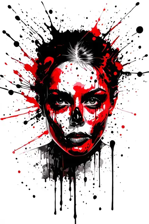 dark black with red brush strokes tattoo design idea