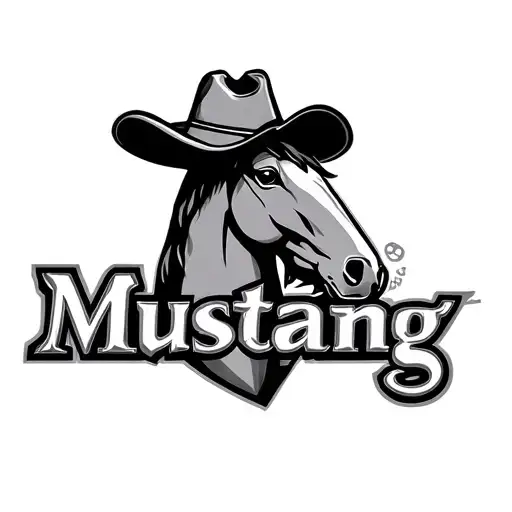  the mustang logo " the horse" with a cowboy hat aestheticly above it  tattoo design idea