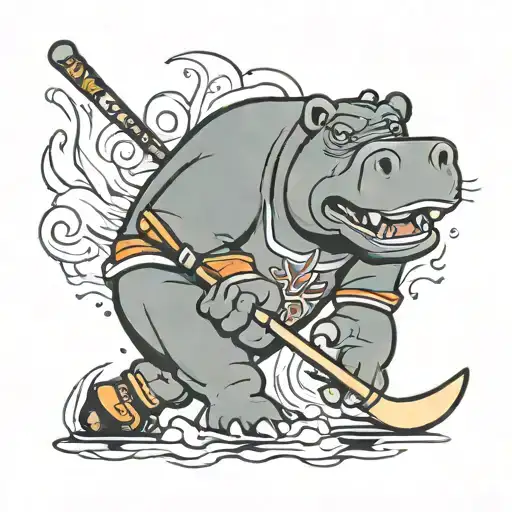 hippo hockey tattoo design idea