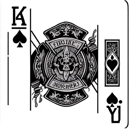 fire fighter black jack card tattoo design idea