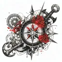 compass and anchor tattoo design idea