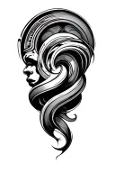 music with geek stuff and spiral asymmetric layout tattoo design idea