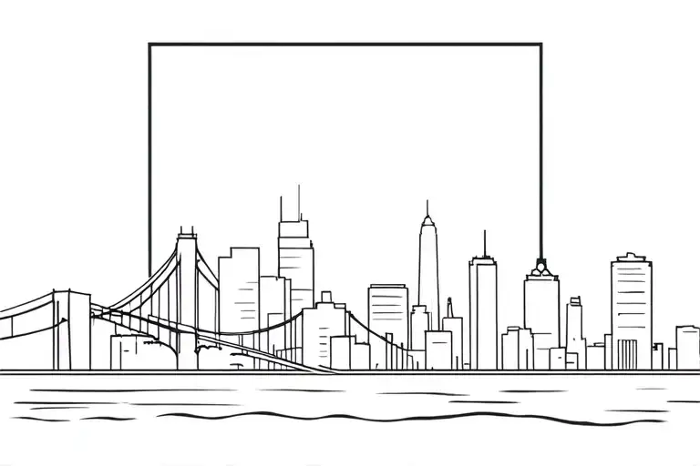 pittsburgh skyline with bridge tattoo design idea