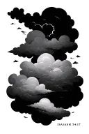 clouds with verse isaiah 54:17 tattoo design idea