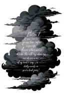 clouds with verse isaiah 54:17 tattoo design idea