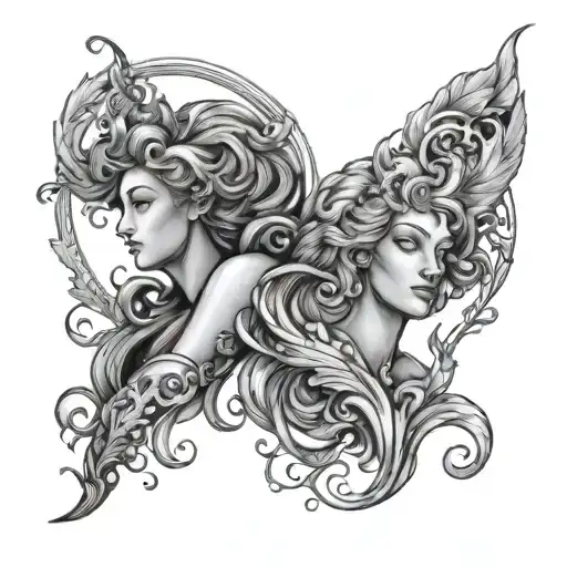 Virgo And Aquarius tattoo design idea
