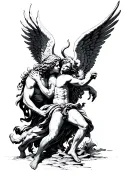 angel fighting a demon tattoo design idea