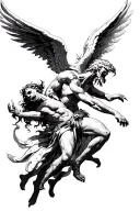 angel fighting a demon tattoo design idea