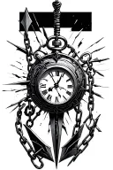 clock stopwatch chains hanger sword arrow time date sleek broken chains eyes tattoo design idea