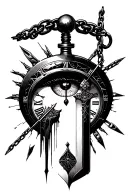 clock stopwatch chains hanger sword arrow time date sleek broken chains eyes tattoo design idea