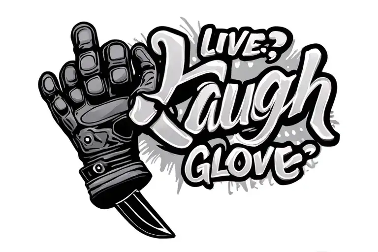 "Live, Laugh, Glove" glove and knife intertwined tattoo design idea