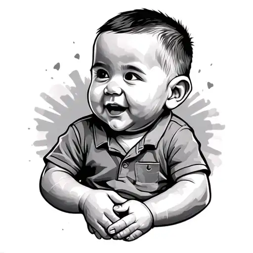 Child Dad holding hands tattoo design idea