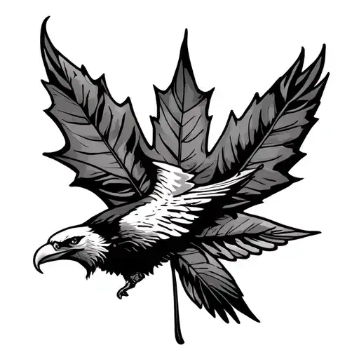 maple leaf with eagle and libra zodiac sign tattoo design idea
