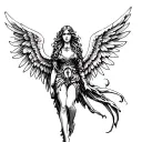 gothic style angel with wings tattoo design idea
