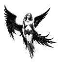 gothic style angel with wings tattoo design idea