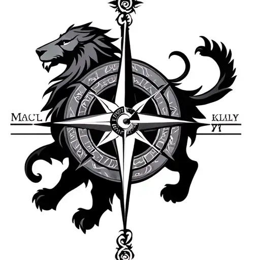 sagittarius lion lion compass tattoo design idea