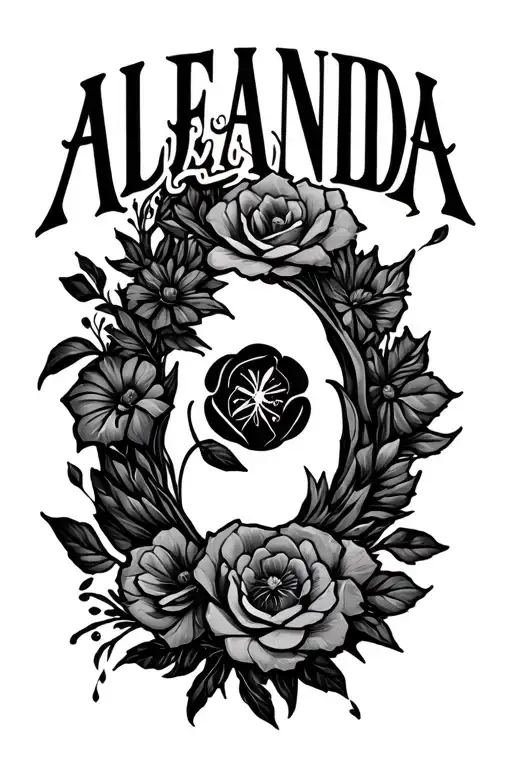 Name of Alejandra in letters  tattoo design idea