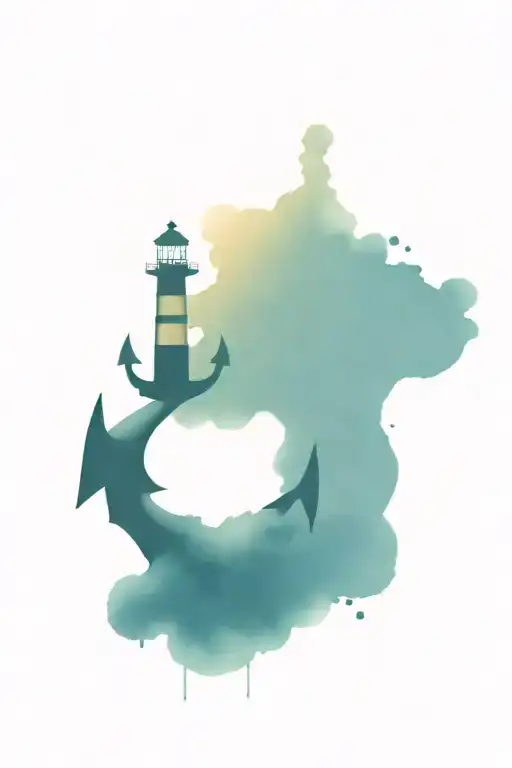 anchor and lighthouse tattoo design idea