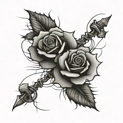 A tattoo of a rose, with books and barbed wire tattoo design idea
