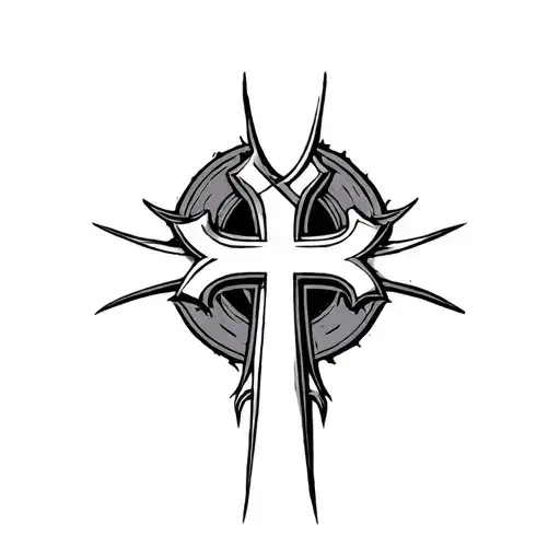 judas priest metal cross tattoo design idea
