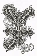 cross with chi rho alpha and omega tattoo design idea
