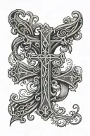 cross with chi rho alpha and omega tattoo design idea