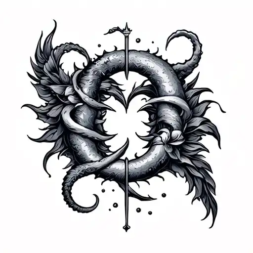 Gemini and Aquarius sign intertwined tattoo design idea