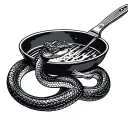 cobra with frying pan tattoo design idea