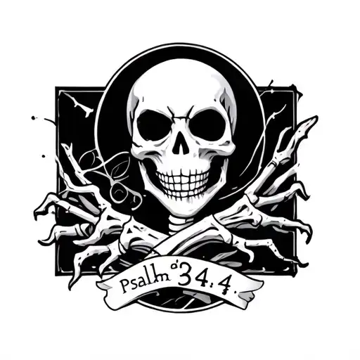 "psalm 34:4" skellington arm sleeve tattoo tattoo design idea