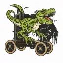trex in a wheelchair tattoo design idea