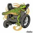 trex in a wheelchair tattoo design idea