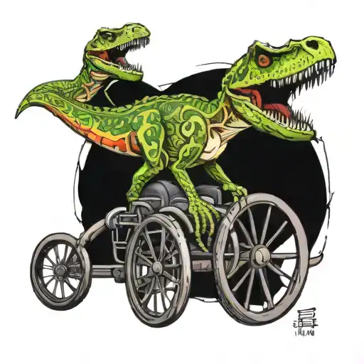 trex in a wheelchair tattoo design idea