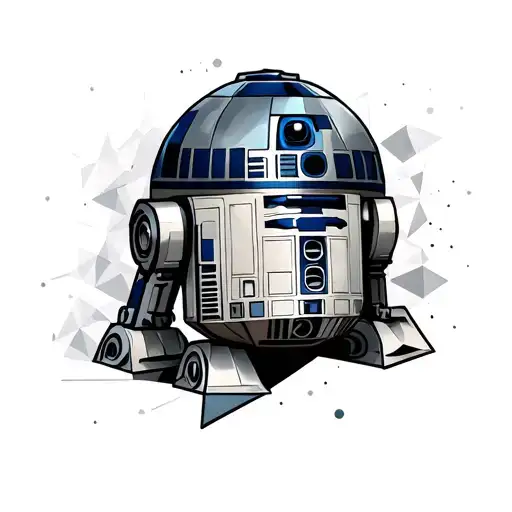 R2-D2 formed from geometric shapes: triangles, circles, polygons. tattoo idea tattoo design idea