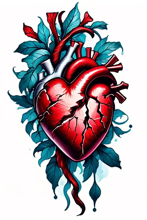 broken heart tattoo design idea