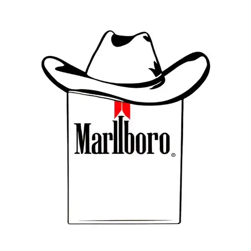 marlboro cigarette box with cowboy hat flash tattoo design idea