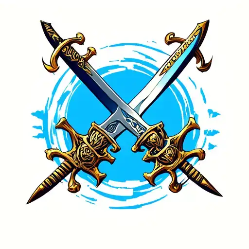 Two swords crossing tattoo design idea