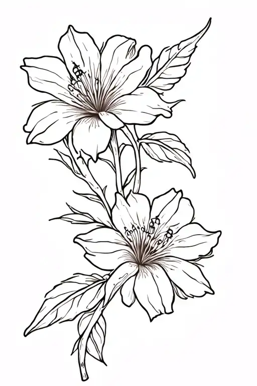 fine line “pride of Barbados” flower intertwined tattoo design idea