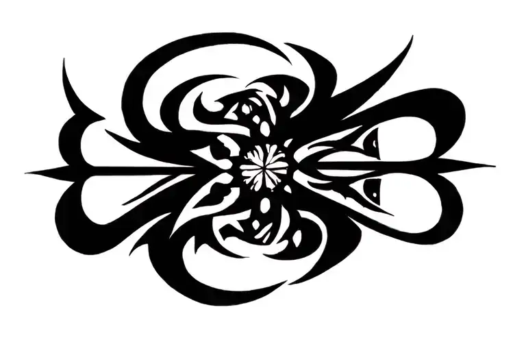cybersigilism tribal upper back tattoo design idea