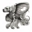 Flying skeleton dogs tattoo design idea