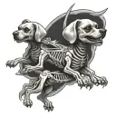 Flying skeleton dogs tattoo design idea