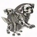 Flying skeleton dogs tattoo design idea