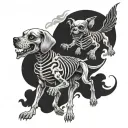 Flying skeleton dogs tattoo design idea