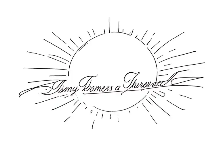 minimalistic, cursive, on a mote of dust suspended on a sunbeam tattoo design idea