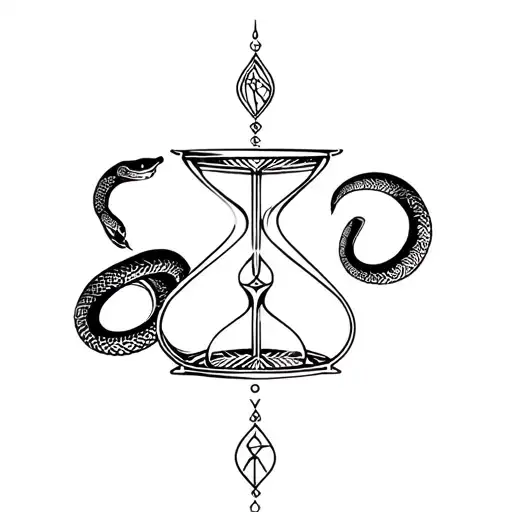 knight and hourglass and snake tattoo design idea