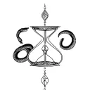 knight and hourglass and snake tattoo design idea