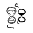 knight and hourglass and snake tattoo design idea