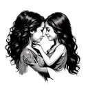 mother holding girl side profile tattoo design idea
